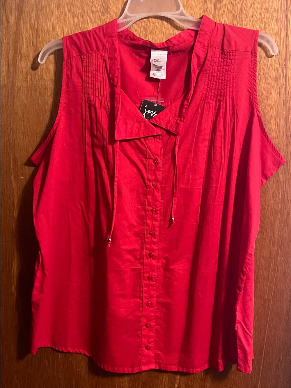 Just My Size 2X Bright Red Sleeveless Button-Front Blouse - Picture 1 of 3